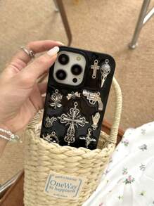 1pc Junk Y2K Cute Punk Phone Case Compatible With Iphone 16 15 14 13 12 11 Pro Max Plus Soft Silicone Back Cover - Silver - View 5