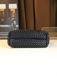 Nouveau sac panier tressé de chou à la mode et fait main, grand sac fourre-tout de navettage avec petit sac attaché, sac à bandoulière et à bandoulière croisée avec pompon décoratif