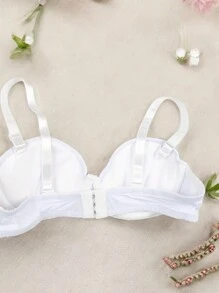 Brasier copa B, con un lindo diseño liso, y pedrería en el medio, ajustable, confortable y suave - Blanco - Ver 2