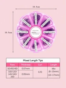 ARTSTAR 曲率 C 550 扇形 5D/6D/8D/10D/12D/14D/16D/20D 黑色 Pramde 扇形睫毛 0.05mm/0.07mm 混合 8-15mm/混合 10-17mm 手工制作预制散扇形睫毛延长圣诞节 - C - 查看 9