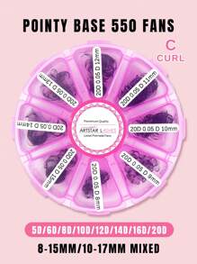 ARTSTAR 曲率 C 550 扇形 5D/6D/8D/10D/12D/14D/16D/20D 黑色 Pramde 扇形睫毛 0.05mm/0.07mm 混合 8-15mm/混合 10-17mm 手工制作预制散扇形睫毛延长圣诞节 - C - 查看 1