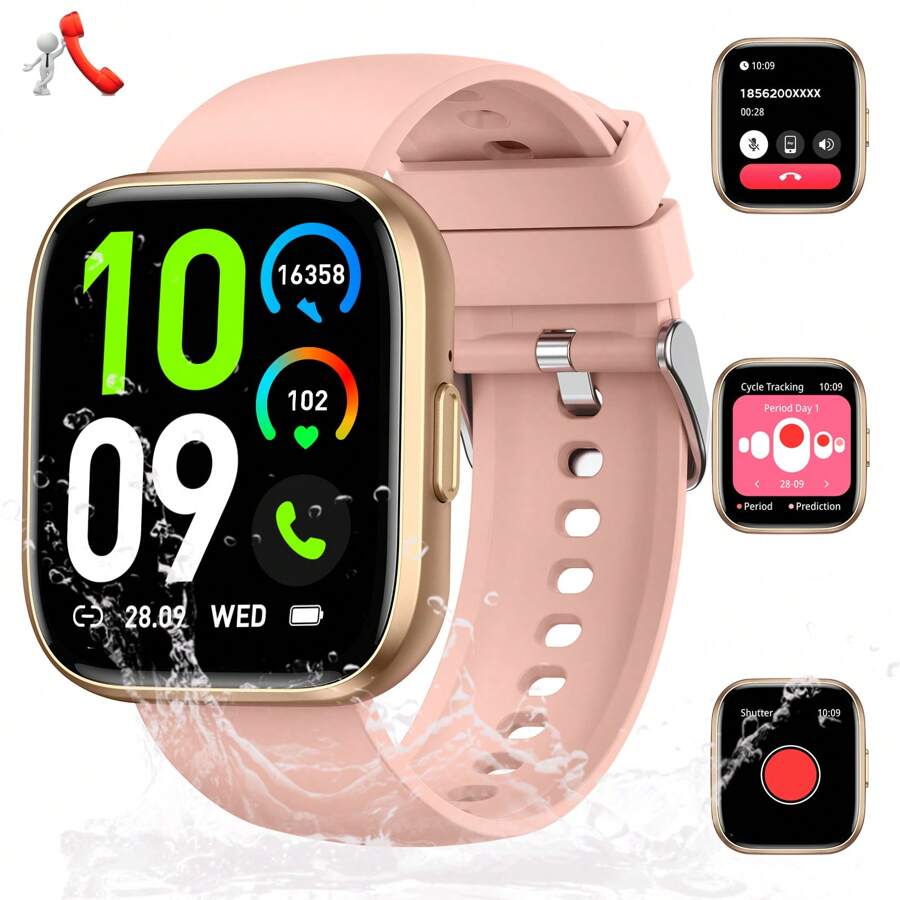 Unisex Smart Watch (Answer/Make Call) With 1.85" HD Screen Big Battery 100+ Sport Modes Sleep Monitor Pedometer Waterproof Sedentary Reminders Music Playback Weather Forecast Find Device For IOS And Android Phones - Hồng - Xem 1