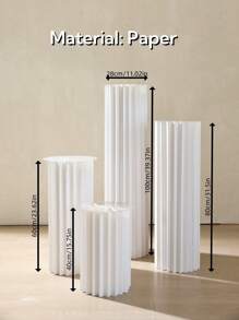 Set de 1/3/4 piezas de Pedestal de cartón portátil y reutilizable, soporte de pilar plegable, accesorios de boda, soporte de columna de exhibición en el piso, caja de pedestal DIY con plato superior redondo, pedestal de cilindro de papel plegable para tarta de boda, flores, decoración para fiestas al aire libre, soporta hasta 20 kg