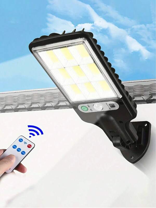 1 pieza Luz de camino solar de 3500 lúmenes con sensor de movimiento, lámpara de pared inalámbrica recargable para exterior a prueba de agua con control remoto para porche, jardín, garaje
