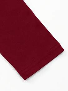 EARO 女士时尚性感高开叉紧身连衣裙，美式时尚休闲日常松紧腰修身高腰 A 字连衣裙 - 酒紅色 - 查看 5