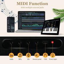 88-Key Folding Electric Piano Keyboard Semi Weighted Full Size MIDI Black - View 8