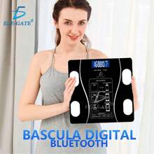 Bascula Digital Inteligente Con App Control Peso y Carga USB Báscula de peso inteligente multifuncional - Negro - Ver 6