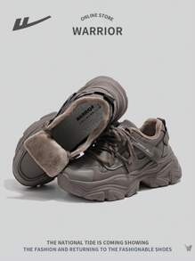 WARRIOR 1 双女式系带低帮厚底运动鞋，运动风格，轻便减震，多功能厚底舒适防滑保暖衬里户外休闲运动鞋，冬季 - 橄欖綠 - 查看 6