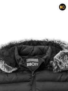 Big City Chamarra Capitoneada Con Interior y Capucha Aborregado Caballero Moderna - Gris Oscuro - Ver 7
