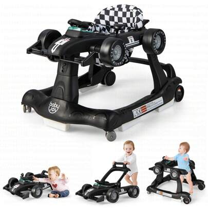 4-In-1 Baby Walker Foldable Activity Push Walker Adjustable Yellow/Blue/Red/Black/White