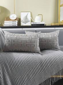1 pieza funda de almohada lumbar con patrón geométrico sin relleno - Gris - Ver 24
