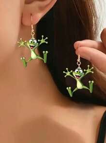 1 Coppia di orecchini a forma di rana in acrilico piatto 2D, regalo di moda per donne, per San Valentino, feste, mamma, madre, festa della mamma