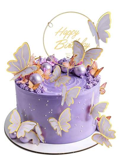 21 件/11 件/10 件紫色蝴蝶蛋糕装饰、生日快乐金色金属蛋糕装饰、生日蛋糕蝴蝶派对装饰（包括生日快乐金属蛋糕装饰和十只紫色蝴蝶）、蝴蝶纸杯蛋糕装饰、女士派对蛋糕装饰、生日周年蛋糕装饰、婚礼蛋糕装饰、母亲节蛋糕装饰、混合尺寸