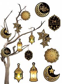 2025 Eid Mubarak Gift Tags, Ramadan Home Decor, Ramadan Party Decorations - Black Gold - View 2