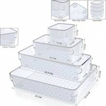 25Pcs Draw Organiser Plastic Box Desk Drawer Fridge Trays Makeup Storage Divider - Clear - View 7