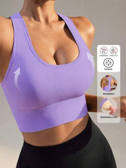 Yefecy Sports Bras Women High Support, Seamless Padded Racerback Yoga Gym Running Workout