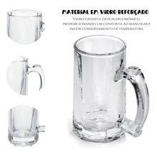 Kit 2 Canecas Zero Grau Chop Cerveja Vinho 380ml Em Vidro de Congelar