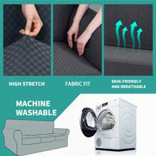 The Latest Lattice Sofa Cover 1/2/3/4 Person 1/2/3 Cushion Sofa High Elastic Thickened Sofa Cover Dog Pet Elastic Non-Slip Cover Living Room Furniture Protection Cover - 深灰色 - 查看 4