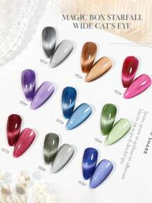 9 Color Options, 12ML Per Bottle, Golden Autumn And Winter Christmas, Aurora, Rainbow Mermaid, Ji Magic Box, Wide Cat's Eye, Cat's Eye Nail Polish Glue, 2025 New Porcelain Gold Popping Nail Polish, Crystal Porcelain White Glass Beads, Cat's Eye Nail Art, Suitable For All Women, Shopping, Dating, Commuting, Home DIY Nail Salon, With LDE Light, Ultraviolet Primer, Cover Glue, Use