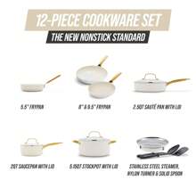 Blue Diamond White 12 Piece Nonstick Aluminum Pot And Pan Cookware Set, Gold - White - View 4