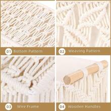 1 pezzo / 2 pezzi Cesti portaoggetti stile bohémien, scatole decorative, contenitori intrecciati fatti a mano, organizer per ripiani, bagno, armadi, camera da letto, soggiorno, colore avorio