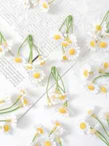20 szt. symulacja kwiatów pięć widelców mini mała stokrotka głowa kwiatu DIY ręcznie robiony wieniec pudełko na kwiaty materiał, nadaje się do dekoracji pokoju domowego, ściana kwiatów ślubnych tło dekoracja ścienna, dekoracja na przyjęcie świąteczne, scena dekoracja wielkanocne prezenty urodziny ukończenie szkoły, dekoracja jesienna, jesień