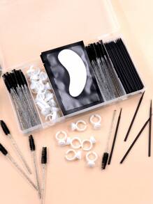 180pcs Eyelash Extension Tools Set With Case False Eyelashes Brushes Grafting Lashes Accessories Kit Lash Extension Eye Pad Mascara Wand Glue Ring Makeup Beauty Tools In Container