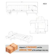 Nivtlpre Sofá cama seccional tapizado de terciopelo moderno y reversible, sofá en forma de L con otomano móvil para la sala de estar - Negro - Ver 4