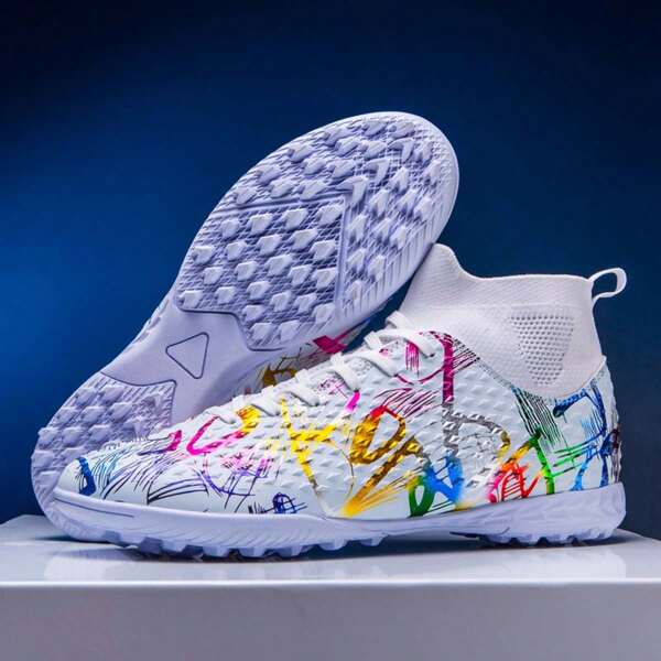 Men's Soccer Shoes High-Top Soccer Cleats Outdoor Breathable Athletic Professional Football Shoes Unisex ﻿