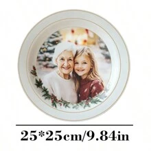 1pc Customizable Photo Portrait Ceramic Plate, Suitable For Home, Restaurant, Party, Ball, Father's Day Gift, Mother's Day Gift, Gift For Friends, Boyfriend/Girlfriend, Family, Teachers, Coworkers, Can Be Used To Serve Cakes, Desserts, Cookies And Pasta Gifts Birthday Graduation