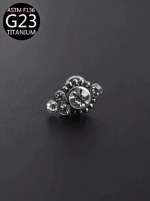 1 pièce Boucle d'oreille en titane G23 et F136 avec strass, anneau de lèvre à filetage interne 16G, bijoux pour piercings