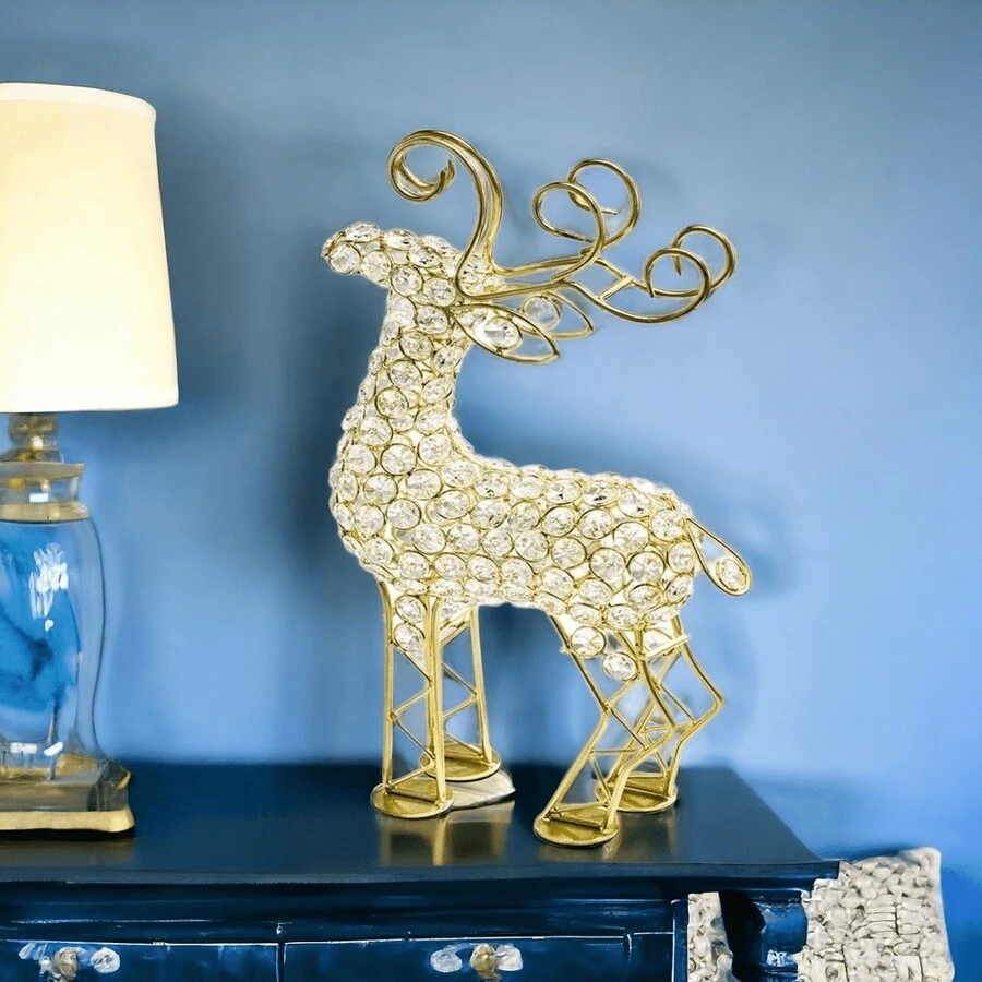 19" Gold Metal Reindeer Figurine - Gold - View 1
