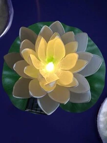 Solar Powered LED Lotus Light, Floating Lotus Light With Light, IP44 Pool Decoration Simulation LED Lotus Light In 3 Colors (Yellow+Pink+White), Decorative Desktop, Courtyard, Garden, Wedding, Pond, Landscape Decoration Floating Flower Light., Solar Lights Outdoor