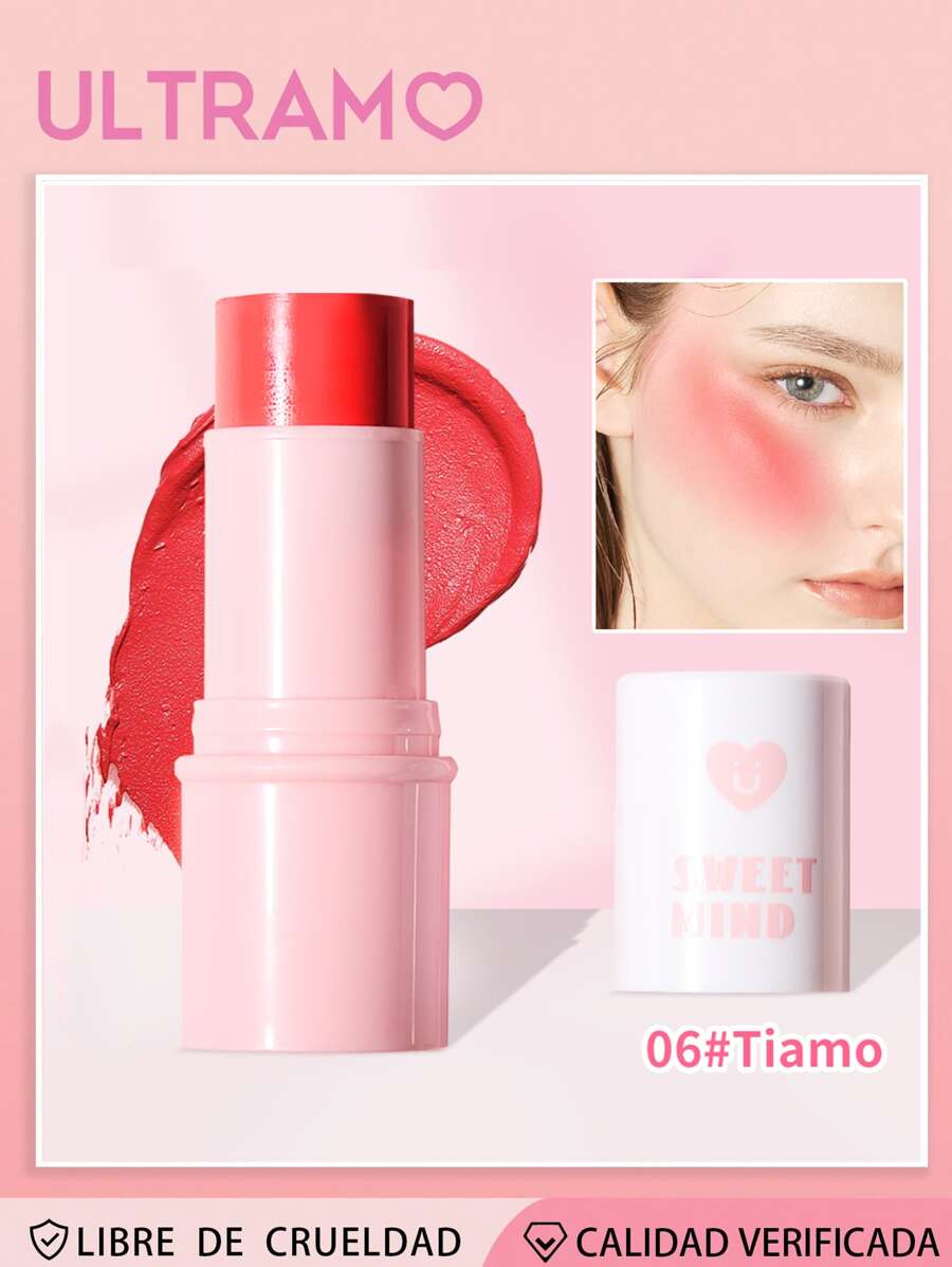 ULTRAMO Barra De Rubor En Crema 3 En 1, De Larga Duración, A Prueba De Agua, Hidratante, Para Mejillas, Sombra De Ojos Y Labial. Maquillaje Multifuncional Para El Rostro - 06#Tiamo - Ver 1