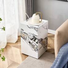MUUOKY 11.8"Modern Square Marble Side Table, White Faux Marble End Table For Living Room, Bedroom, Sofa, Couch, Bedside Nightstand Accent Table, Small Coffee Table For Apartment, Home, Office, Fully Assembled, Easy To Clean, Stylish Home Decor Furniture, Spring Refresh, Summer - trắng - Xem 1