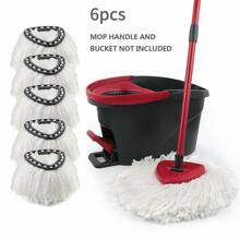 6Pcs Replacement For Mop Heads Refill Turbo Microfibre Spin Mop Easy Wring