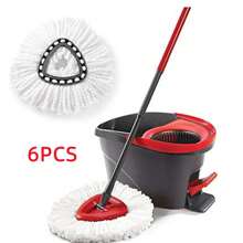 6Pcs Replacement For Mop Heads Refill Turbo Microfibre Spin Mop Easy Wring