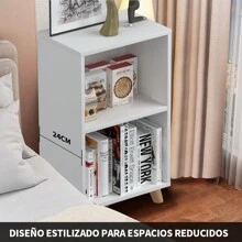 1PCS Buros para Recamara Minimalista, Mesa de Noche para Recámara, Buró de Cama Mesita de Noche Modernos Muebles para Recamara Sala Dormitorio Sálon (Blanco/Nogal) - Blanco - Ver 9
