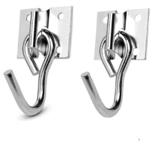 Kit 4 Gancho De Rede Parafusar Aço Inox Resistente Reforçado - Multicolorido - Visão 2