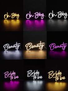 Chi-Buy 可爱 LED 霓虹灯字母灯牌“Oh Baby”、“Beauty”、“Bride To Be”，霓虹灯挂饰，家居装饰灯，USB 供电，适用于生日派对、新年、圣诞节、情人节装饰 - 彩色 - 查看 2