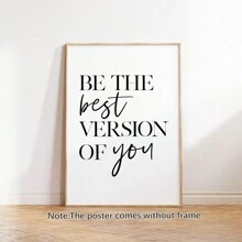 1pc Wall Art Prints, Be The Best Version Of You, Home Decor, Inspirational Quotes, Bedroom Living Room Hallway Decoration,Vintage Motivational Posters,Wall Arts Decorative Murals, Home Decor, Poster Art,Canvas Wall Poster Gifts Birthday Graduation