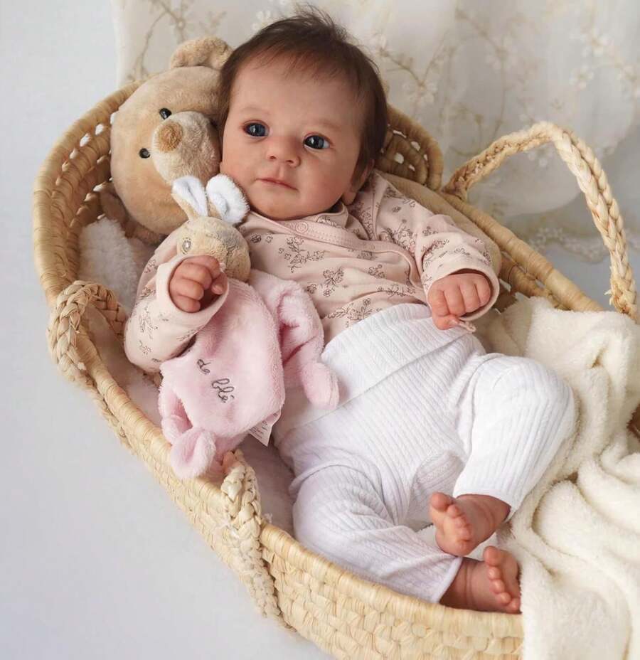 Reborn Baby Girl-48CM 19 Inch Reborn Dolls Lifelike Baby Doll Like Real Silicone Baby Doll With Hair Real Baby Doll - 彩色 - 查看 1