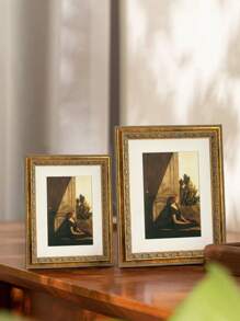 1 pieza Marco de lienzo ornamentado de estilo antiguo y dorado, marco decorativo elegante para el hogar y la sala de estar, adecuado para lienzos, impresiones de arte de pintura al óleo, diseño clásico, regalo ideal para ella - Multicolor - Ver 6
