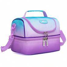 1 pieza Bolsa de almuerzo para niños y niñas con doble capa, cierre de cremallera y correas ajustables para el hombro para la escuela primaria
