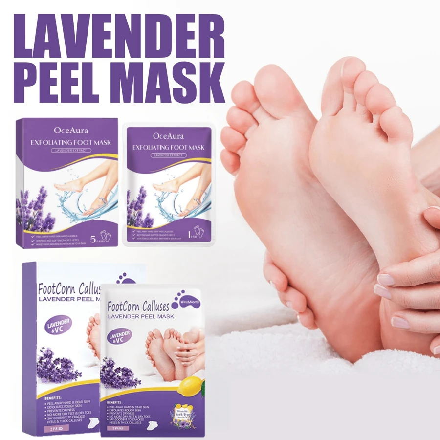 2/5 Cặp Mặt nạ chân hương hoa oải hương, Chăm sóc chân dưỡng ẩm nhẹ nhàng để ngăn ngừa da nứt nẻ, Làm sạch da chết, Mặt nạ chân dùng một lần