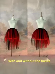 1 bucată rochie frac asimetrică cu tiv asimetric de culoare roșie și neagră pentru femei, fustă asimetrică în stil sirenă, rochie de performanță fluidă, potrivită pentru nunți, petreceri, spectacole, costume, ședințe foto, dans, Halloween
