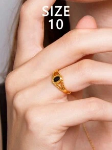 1 Stück S925 Sterling Silber Ring mit schwarzem Zirkonia, elegant geschnitzt mit Blumenmuster, vielseitiges Design, geeignet für den täglichen Gebrauch von Frauen, Festivals, Partys, als Schmuckgeschenk
