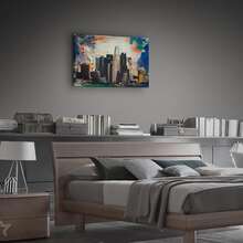 1PCS Framed Downtown Los Angeles Canvas Wall Art - Poster Print Painting Modern Home Office Decor - For Bedroom Living Room Dining Room Bathroom Study Office Hotel Coffee Shop Studio Corridor Wall Decor Ready To Hang