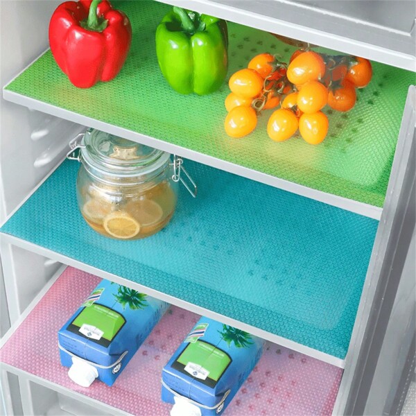 4 Peças Protetores Laváveis para Refrigerador, Protetores de Refrigerador Impermeáveis e À Prova de Óleo, Forros de Geladeira para Prateleiras, Capas Protetoras para Prateleira de Vidro do Freezer, Armário e Gaveta