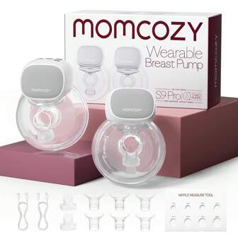  Momcozy Hands-Free Breast Pump S9 Pro uppdaterad, bärbar bröstpump med längre batteritid och LED-skärm, 2 lägen och 9 nivåer, 24 mm fläns